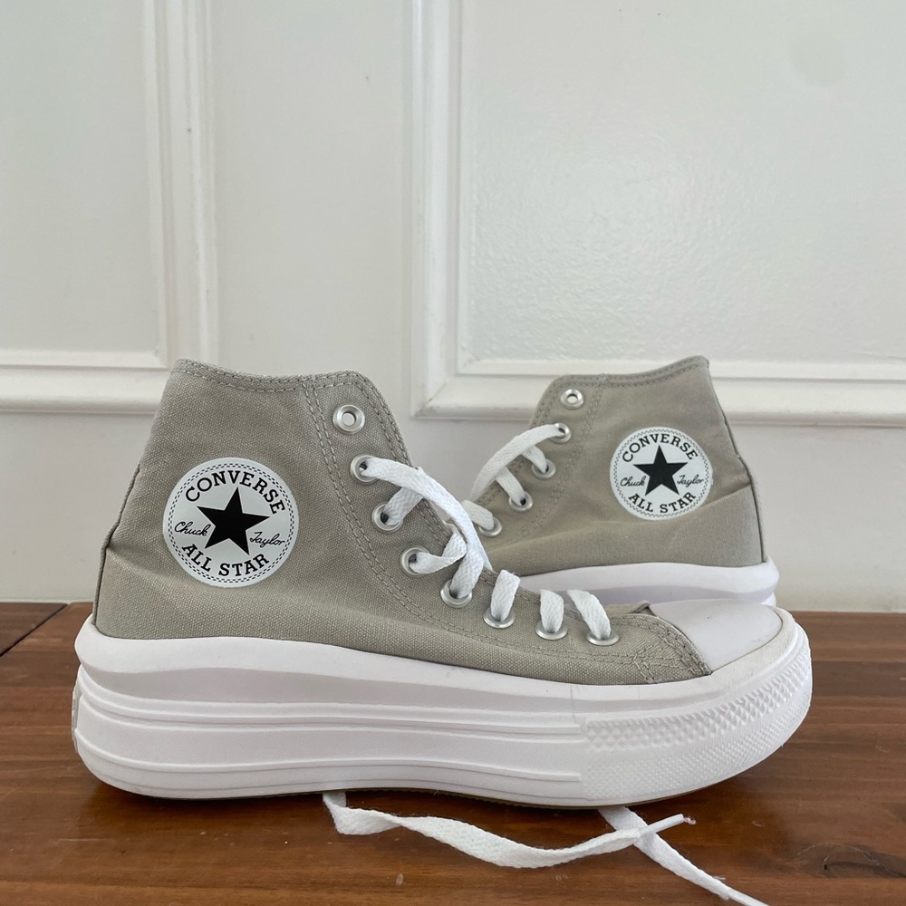 PLATFORM CONVERSE - chunky converse - olive green converse - women's size 7.5/8